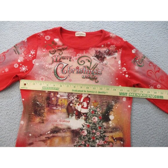 Vintage Christmas Shirt Womens Small USA Made All Over Rhinestones Embellished - Picture 7 of 8